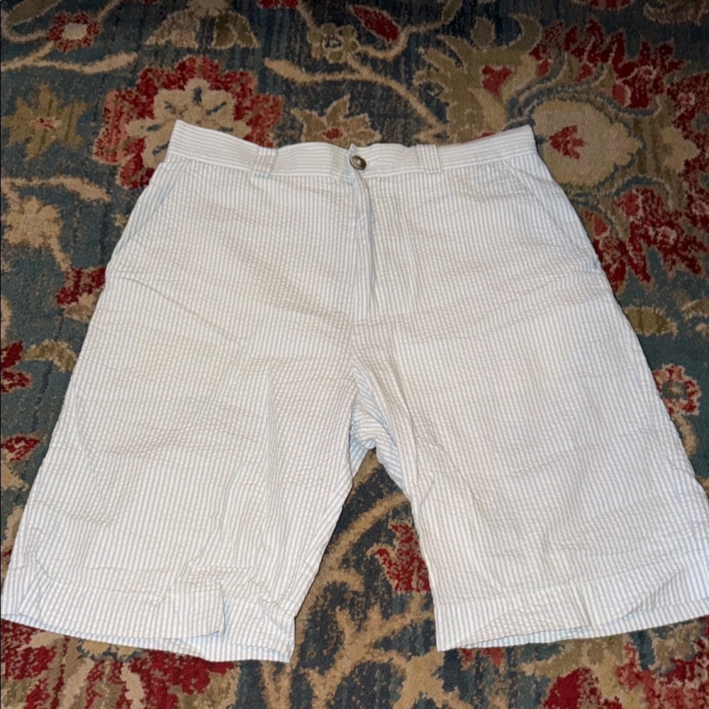 Classic Lacoste White & Blue Striped Men's Shorts